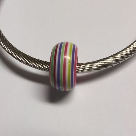 Rainbow Striped Charm for Pandora Style Bracelet‎ - Picture 3 of 5